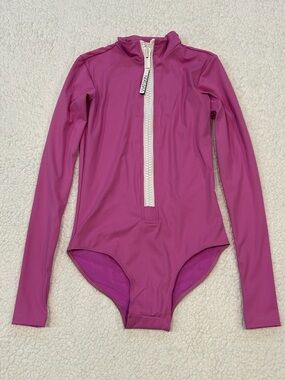 Free People Watskin Ryann UV Protection One-Piece Surf Suit Small Wineberry Pink